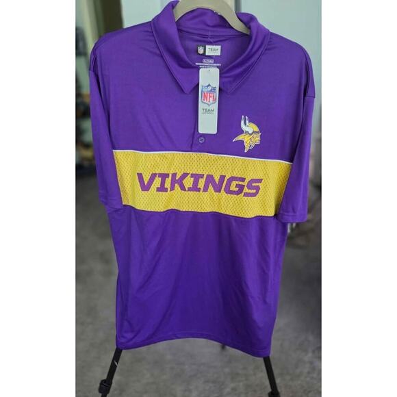 Minnesota Vikings Polo Shirt XL NWT NFL Team Apparel Purple Gold Fan Gear - Picture 8 of 8
